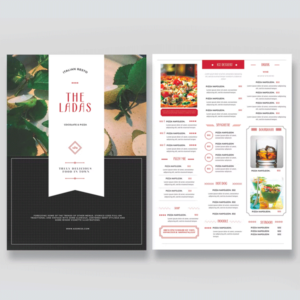 A menu with two different designs on the side.